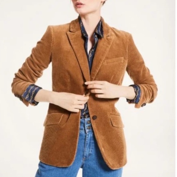 J. Crew Jackets & Blazers - J. Crew Blazer Women 2 Tan Corduroy Two Button Jacket Pockets Cotton Classic